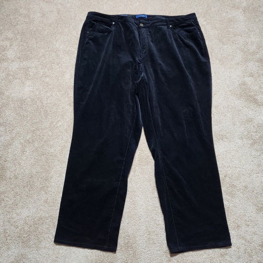 Talbots Corduroy Pants Women 24W Black Curvy High Waist Straight Leg